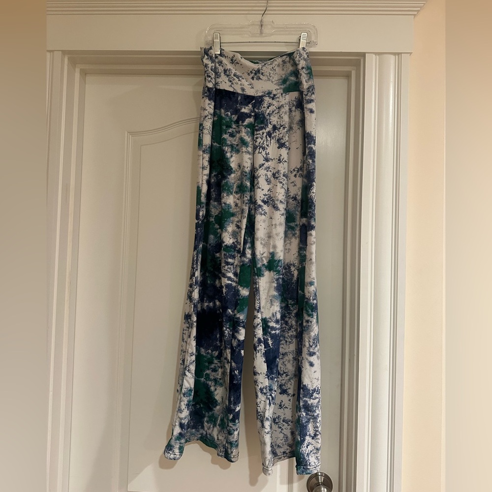 Tie-Dye Yoga Pants - Blue and Green